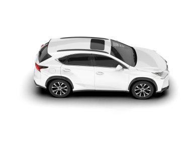 Beyaz SUV beyaz arka planda izole edilmiş. 3d görüntüleme - illüstrasyon