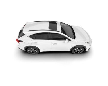 Beyaz SUV beyaz arka planda izole edilmiş. 3d görüntüleme - illüstrasyon