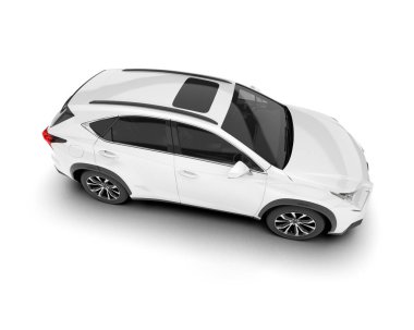 Beyaz SUV beyaz arka planda izole edilmiş. 3d görüntüleme - illüstrasyon