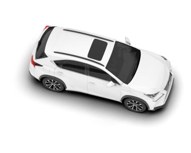 Beyaz SUV beyaz arka planda izole edilmiş. 3d görüntüleme - illüstrasyon