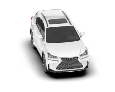 Beyaz SUV beyaz arka planda izole edilmiş. 3d görüntüleme - illüstrasyon