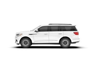 Beyaz SUV beyaz arka planda izole edilmiş. 3d görüntüleme - illüstrasyon