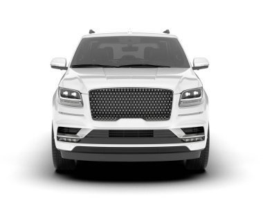 Beyaz SUV beyaz arka planda izole edilmiş. 3d görüntüleme - illüstrasyon