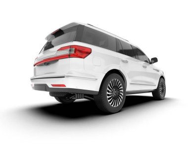 Beyaz SUV beyaz arka planda izole edilmiş. 3d görüntüleme - illüstrasyon