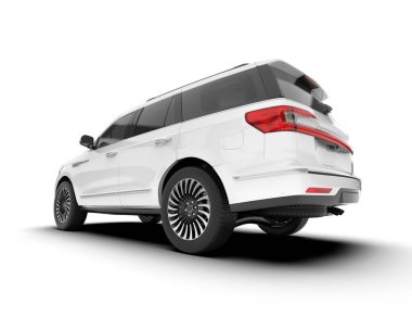 Beyaz SUV beyaz arka planda izole edilmiş. 3d görüntüleme - illüstrasyon
