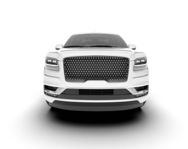 Beyaz SUV beyaz arka planda izole edilmiş. 3d görüntüleme - illüstrasyon