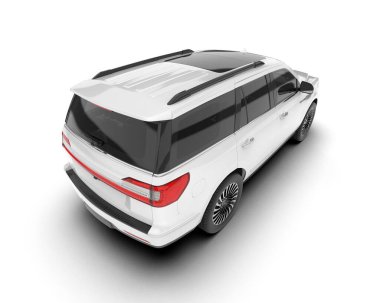 Beyaz SUV beyaz arka planda izole edilmiş. 3d görüntüleme - illüstrasyon