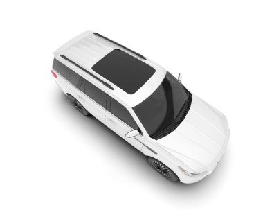 Beyaz SUV beyaz arka planda izole edilmiş. 3d görüntüleme - illüstrasyon