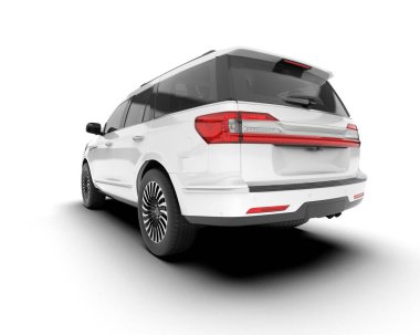 Beyaz SUV beyaz arka planda izole edilmiş. 3d görüntüleme - illüstrasyon