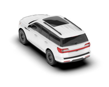 Beyaz SUV beyaz arka planda izole edilmiş. 3d görüntüleme - illüstrasyon