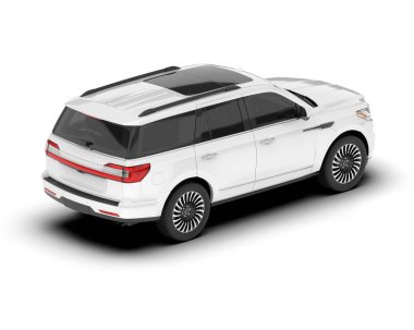 Beyaz SUV beyaz arka planda izole edilmiş. 3d görüntüleme - illüstrasyon