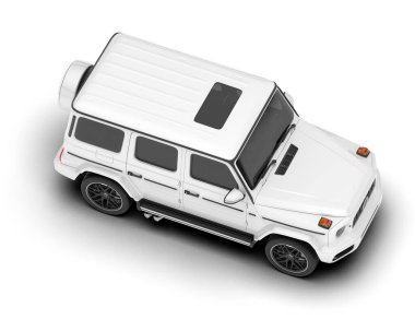 Beyaz SUV beyaz arka planda izole edilmiş. 3d görüntüleme - illüstrasyon