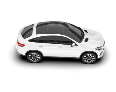 Beyaz SUV beyaz arka planda izole edilmiş. 3d görüntüleme - illüstrasyon
