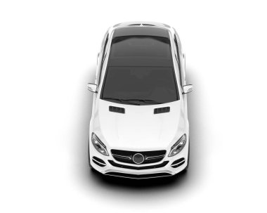 Beyaz SUV beyaz arka planda izole edilmiş. 3d görüntüleme - illüstrasyon