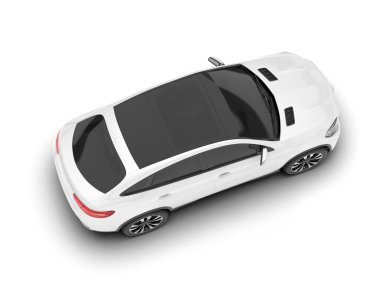 Beyaz SUV beyaz arka planda izole edilmiş. 3d görüntüleme - illüstrasyon