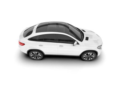 Beyaz SUV beyaz arka planda izole edilmiş. 3d görüntüleme - illüstrasyon