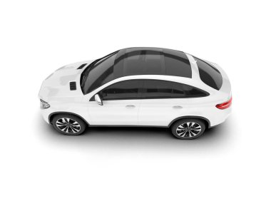 Beyaz SUV beyaz arka planda izole edilmiş. 3d görüntüleme - illüstrasyon