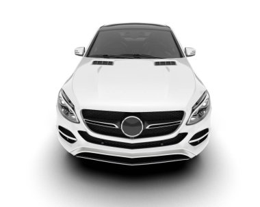 Beyaz SUV beyaz arka planda izole edilmiş. 3d görüntüleme - illüstrasyon