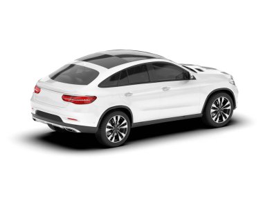 Beyaz SUV beyaz arka planda izole edilmiş. 3d görüntüleme - illüstrasyon