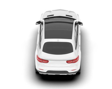 Beyaz SUV beyaz arka planda izole edilmiş. 3d görüntüleme - illüstrasyon