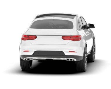 Beyaz SUV beyaz arka planda izole edilmiş. 3d görüntüleme - illüstrasyon