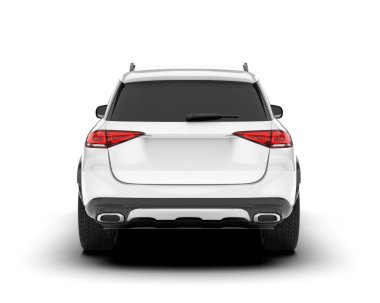 Beyaz SUV beyaz arka planda izole edilmiş. 3d görüntüleme - illüstrasyon