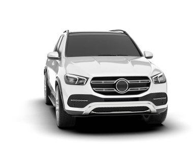 Beyaz SUV beyaz arka planda izole edilmiş. 3d görüntüleme - illüstrasyon