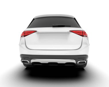 Beyaz SUV beyaz arka planda izole edilmiş. 3d görüntüleme - illüstrasyon