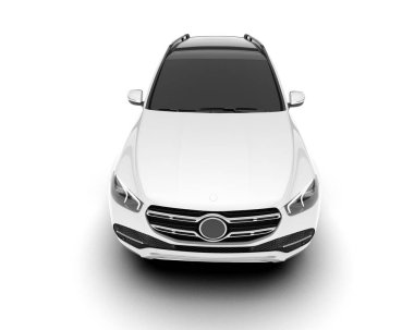 Beyaz SUV beyaz arka planda izole edilmiş. 3d görüntüleme - illüstrasyon