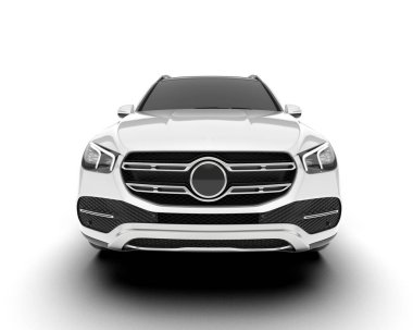 Beyaz SUV beyaz arka planda izole edilmiş. 3d görüntüleme - illüstrasyon