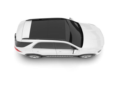 Beyaz SUV beyaz arka planda izole edilmiş. 3d görüntüleme - illüstrasyon