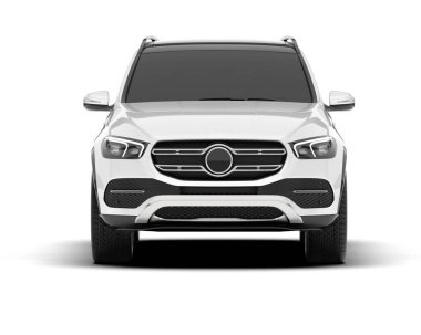 Beyaz SUV beyaz arka planda izole edilmiş. 3d görüntüleme - illüstrasyon