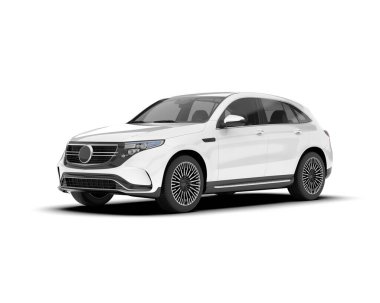 Beyaz SUV beyaz arka planda izole edilmiş. 3d görüntüleme - illüstrasyon