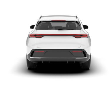 Beyaz SUV beyaz arka planda izole edilmiş. 3d görüntüleme - illüstrasyon