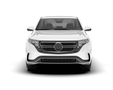 Beyaz SUV beyaz arka planda izole edilmiş. 3d görüntüleme - illüstrasyon