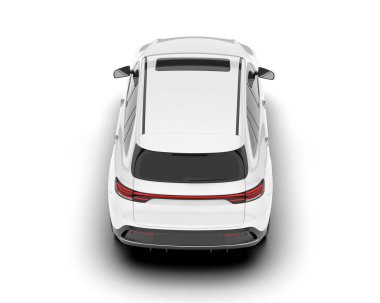 Beyaz SUV beyaz arka planda izole edilmiş. 3d görüntüleme - illüstrasyon