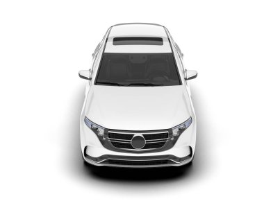 Beyaz SUV beyaz arka planda izole edilmiş. 3d görüntüleme - illüstrasyon