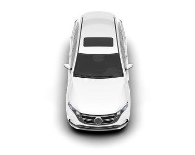 Beyaz SUV beyaz arka planda izole edilmiş. 3d görüntüleme - illüstrasyon
