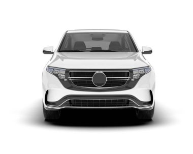 Beyaz SUV beyaz arka planda izole edilmiş. 3d görüntüleme - illüstrasyon
