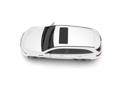 Beyaz SUV beyaz arka planda izole edilmiş. 3d görüntüleme - illüstrasyon
