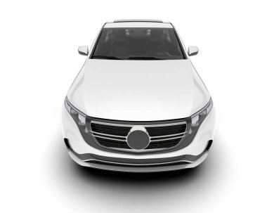 Beyaz SUV beyaz arka planda izole edilmiş. 3d görüntüleme - illüstrasyon