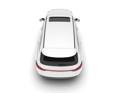 Beyaz SUV beyaz arka planda izole edilmiş. 3d görüntüleme - illüstrasyon