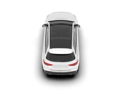Beyaz SUV beyaz arka planda izole edilmiş. 3d görüntüleme - illüstrasyon