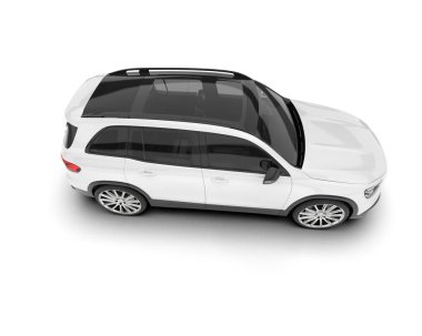 Beyaz SUV beyaz arka planda izole edilmiş. 3d görüntüleme - illüstrasyon