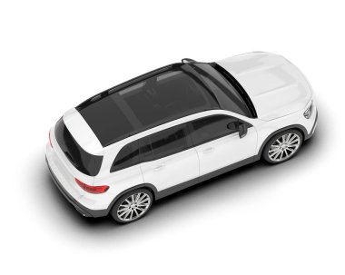Beyaz SUV beyaz arka planda izole edilmiş. 3d görüntüleme - illüstrasyon
