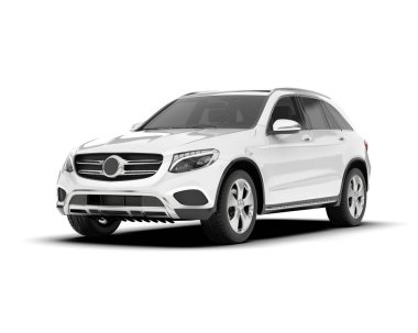 Beyaz SUV beyaz arka planda izole edilmiş. 3d görüntüleme - illüstrasyon
