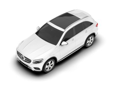 Beyaz SUV beyaz arka planda izole edilmiş. 3d görüntüleme - illüstrasyon