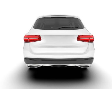 Beyaz SUV beyaz arka planda izole edilmiş. 3d görüntüleme - illüstrasyon