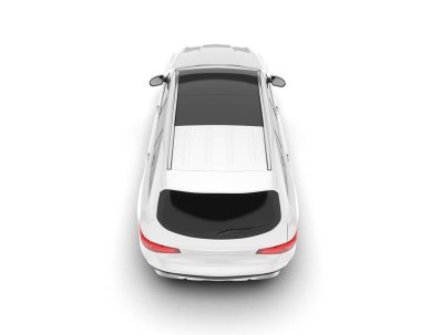 Beyaz SUV beyaz arka planda izole edilmiş. 3d görüntüleme - illüstrasyon