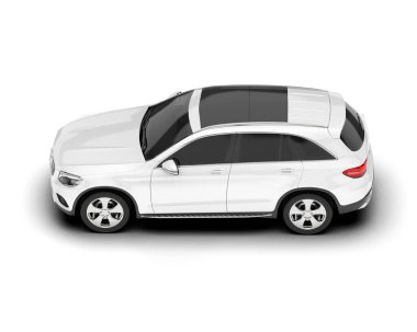 Beyaz SUV beyaz arka planda izole edilmiş. 3d görüntüleme - illüstrasyon